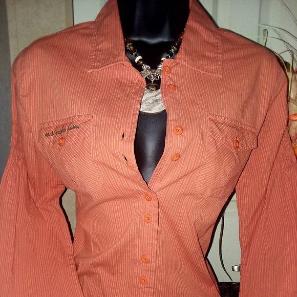 Pretty Orange Button Down. - Picture 3 of 4